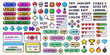 © Impixmart - Set of pixel game menu button. Retro video gaming element, digital console, controller, heart, star, arrow and mobile app icon. 8 bit computer game interface. Pixel speech bubble frame with comic text