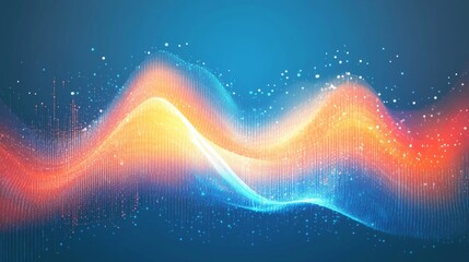 Wall Mural - Abstract Wave Gradient Lines Background Graphic with Digital Network Data Connection Design