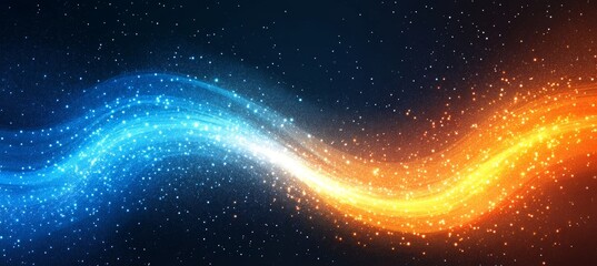 Wall Mural - Abstract Wave Pattern with Flowing Light and Gradient Blue to Orange for Creative Design Projects
