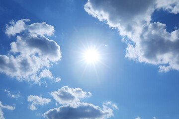 Wall Mural - beautiful blue sky with clouds on sunny day, bottom view