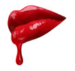 © New Africa - Red liquid lipstick dripping from woman's lip against white background
