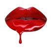 © New Africa - Red liquid lipstick dripping from woman's lip against white background