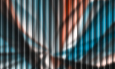Wall Mural - Ultra-Modern Neon Stripes on Gradient Glass A Long-Form Abstract Vertical Bar Pattern with Rich Blues, Teals, Blacks, and Copper Tones for Dynamic Adobe Stock Backgrounds and Digital Design Projects