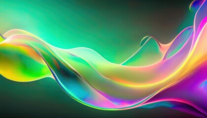 Wall Mural - vibrant neon wave abstract glowing gradient ribbon flowing on dark background perfect for wallpaper or advertising banner