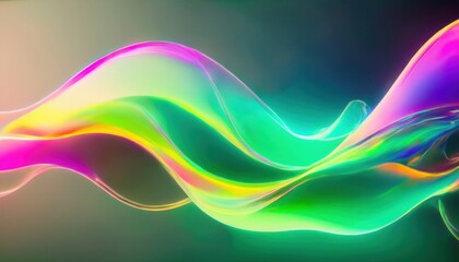 Wall Mural - vibrant neon wave abstract glowing gradient ribbon flowing on dark background perfect for wallpaper or advertising banner