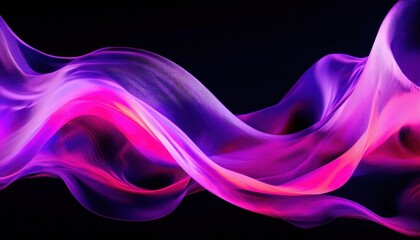 Wall Mural - vibrant neon wave abstract glowing purple and pink light flow on black background modern fluid motion art for wallpaper or banner