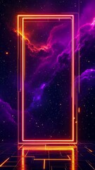 Wall Mural - Neon portal opening to a cosmic nebula, digital art