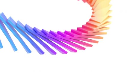 Wall Mural - Abstract colorful shape on white background, 4k seamless loop animation, 3d render