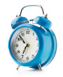 Blue alarm clock on white background