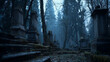 © Kiara - Alter Friedhof im Nebel – geheimnisvolle Gräber in düsterer Atmosphäre