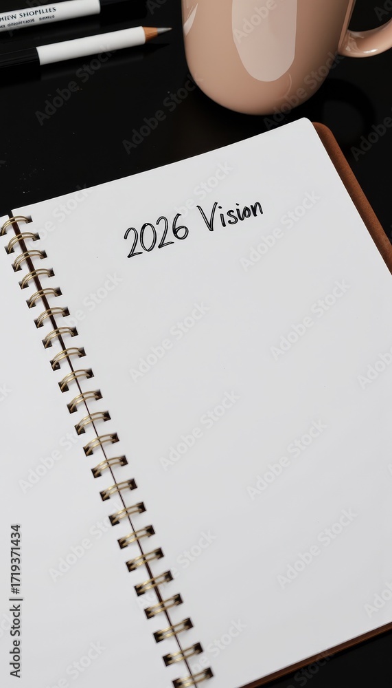 Inspirational 2026 Vision Notepad on Modern Workspace Desk with Pen and ...