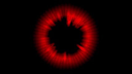 Wall Mural - Soft, glowing red ring of light pulses and shifts on black background. Abstract visual for energy, danger, science, or technology concepts. Seamlessly looped visual effect with copy space