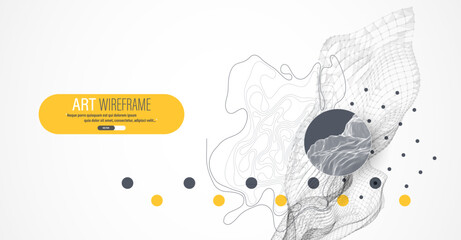 Wall Mural - The abstract wave is made in a frame style. Template for science and technology presentation. Vector art.