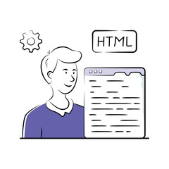 Grab this well designed hand drawn illustration of programmer
