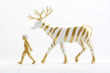 Wall Mural - a reindeer illustration background stripes.