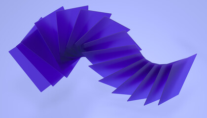 Abstract blue glass sheets in spiral form on tech background