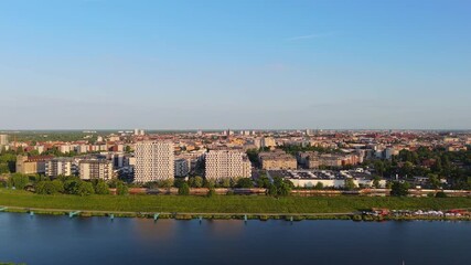 Wall Mural - Wroclaw City Skyline, Residential Property Buildings, Aerial Panning