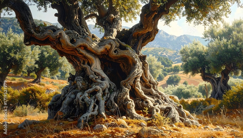 Alive Tree Root Ancient olive tree's intricate root system, a testament to nature's ...