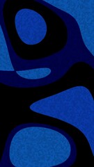 Wall Mural - deep blue organic shapes flow smoothly against a black background in this captivating gradient anima