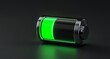 © Bear Studio - Half-Charged Battery, Green Energy Indicator, Modern Technology Icon, Dark Background, 3D Render, Power Supply, Electric, Futuristic Design