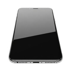 Sleek modern smartphone with a reflective screen isolated on transparent background