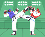 Hand Drawn Flat Competition for Taekwondo Kick