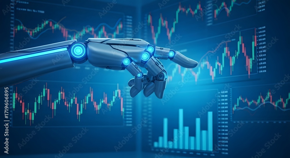 Artificial Intelligence Robot Hand Interacting with Stock Market ...