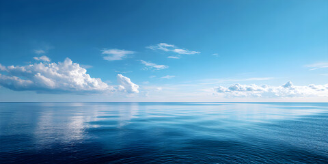 Wall Mural - The calm sea, wherever you look there is only the sea with clear sky and clouds.