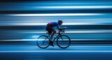 Cyclist riding a road bike at high speed with motion blur effect