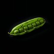 © Elena - Single open green pea pod with dramatic side light on a dark background highlighting its texture with copy space