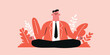 © peacefy - An illustration of a meditating businessperson surrounded by vibrant plants, representing inner peace and balance, symbolizing the modern approach to well-being.