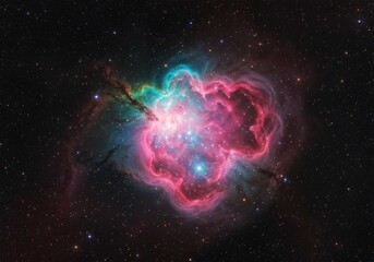 Wall Mural - Nebula shines brightly displaying cosmic cloud formations and vibrant color palettes in deep space