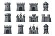 © Zahar - Collection of medieval stone castles and towers icons on white background