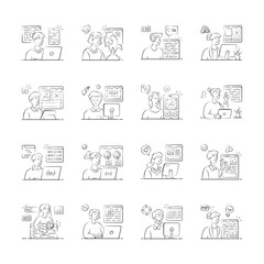 Poster - take a look at this amazing hand drawn illustration set of web development team members working on d