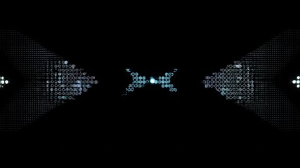 Light blue dot pattern on black background