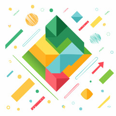 Wall Mural - Colorful Abstract Geometric Background in Memphis Style