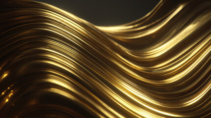 Wall Mural - Golden waves create mesmerizing visual effect, showcasing smooth, flowing lines that reflect light beautifully. luxurious texture evokes sense of elegance and sophistication