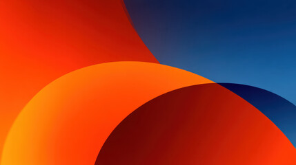 Wall Mural - Vibrant abstract design featuring smooth curves and gradients in shades of orange and blue, creating dynamic and energetic visual experience