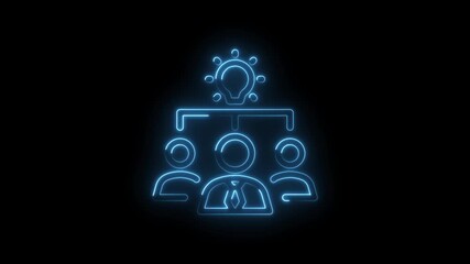 Glowing neon teamwork and idea concept video business collaboration and creative solutions 3d render