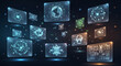 © Zarjan - Futuristic interface with glowing screens displaying data visualizations, creating a hightech and interconnected atmosphere for technology concepts