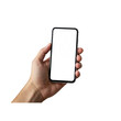 © Creative Vector - Hand holding a modern smartphone device showing a blank screen for content display transparent background