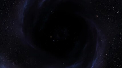 Wall Mural - slow cinematic zoom into an enigmatic, expanding dark void amidst swirling cosmic dust light, contra