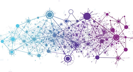 Abstract visualization of a complex digital network with interconnected nodes representing data flow and global communication