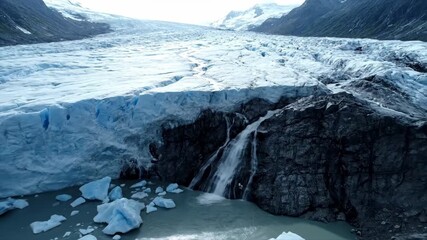 Wall Mural - Ancient glacier ice slowly melts and retreats, revealing the raw power of nature's transformation in a dramatic environmental timelapse process, geology, antarctic