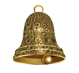 Canvas Print - Merry Christmas. Exquisite golden sparkling bell.