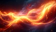 © gema - An abstract digital illustration featuring glowing, fiery energy flowing through a nebula-like space with gradients of red, orange, and blue