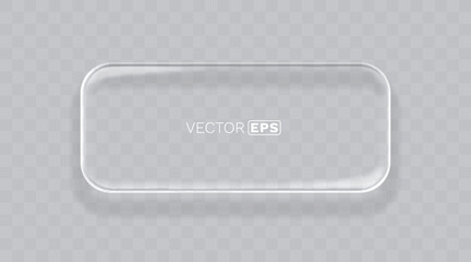 Wall Mural - glass button frame, transparent background. vector illustration