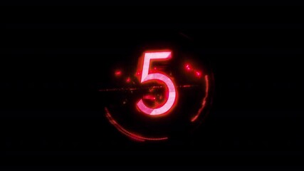 Danger Red Number Five Glitch Effect Emergency Digital Display