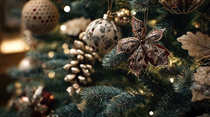 Wall Mural - christmas tree decorated with christmas tree decorations
