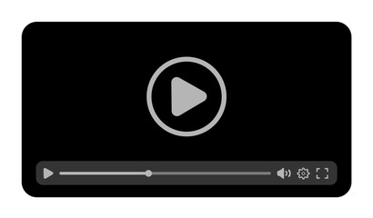 Multimedia video player template for online cinema on white background with clear controls, rounded icons, and progress bar. Perfect for app mockups, UI kits, and responsive website layouts.